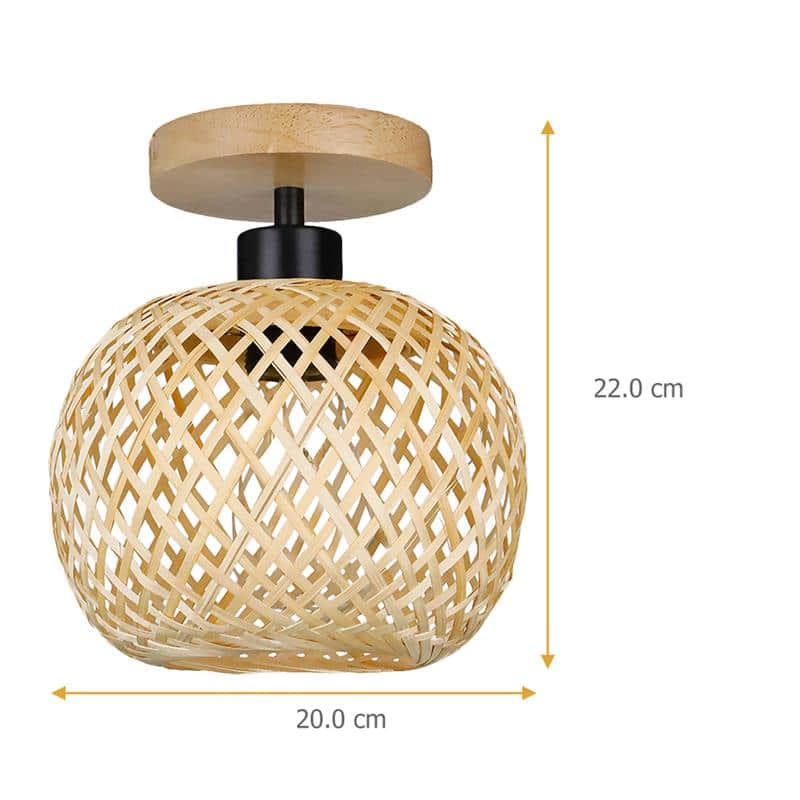 Plafonnier Boule Tissé en Rotin