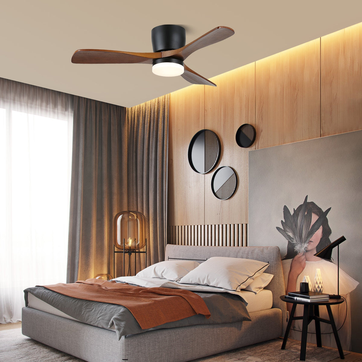 Plafonnier Ventilateur Brinor en Bois