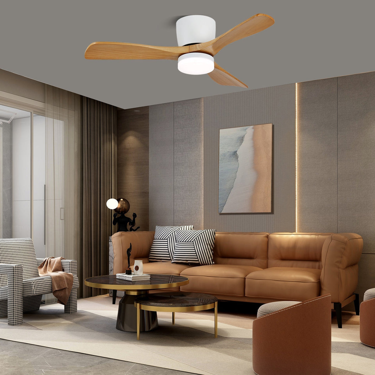 Plafonnier Ventilateur Brinor en Bois