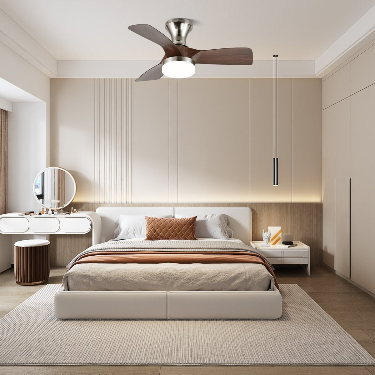 Plafonnier Ventilateur Mirella Bois & Nickel