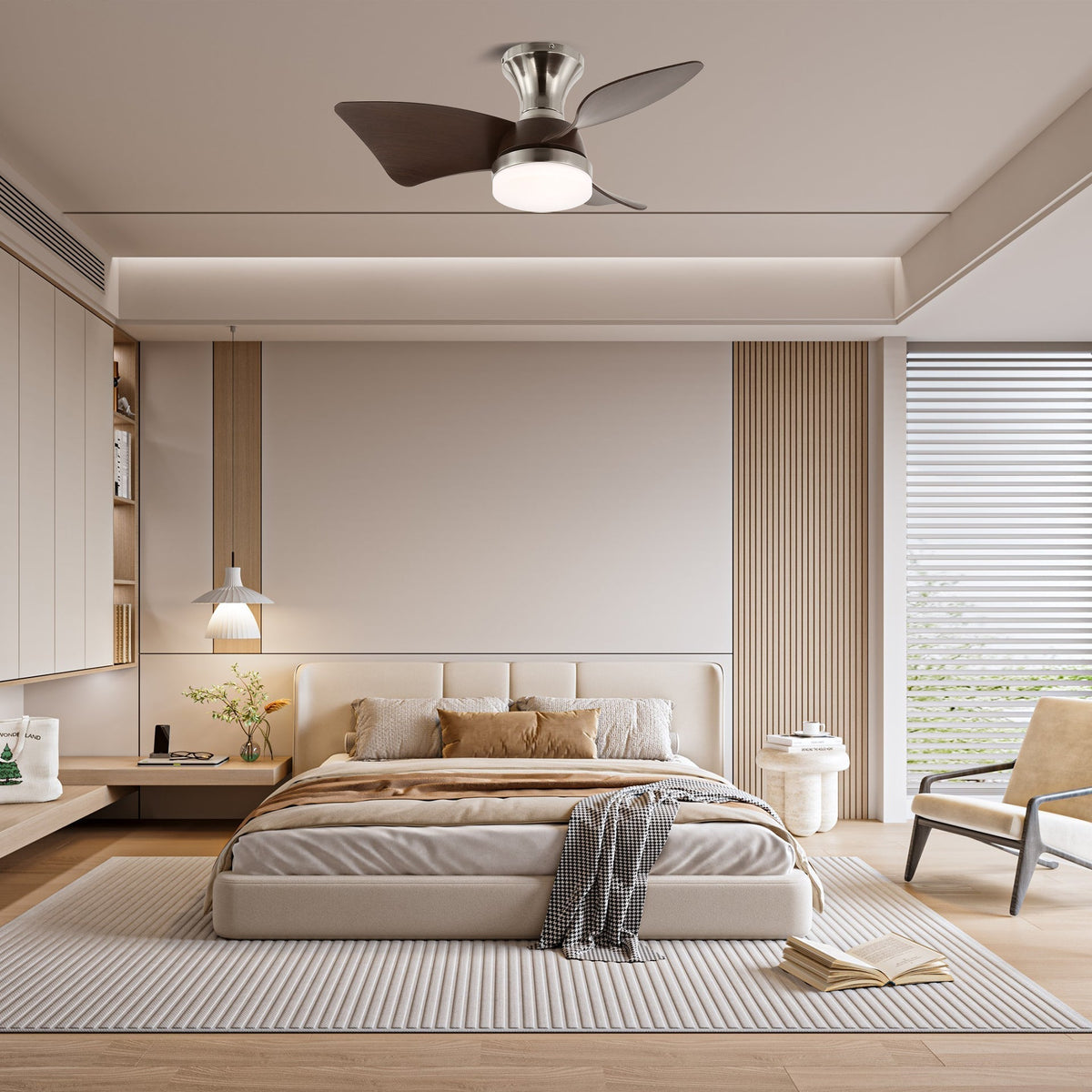 Plafonnier Ventilateur Mirella Bois & Nickel