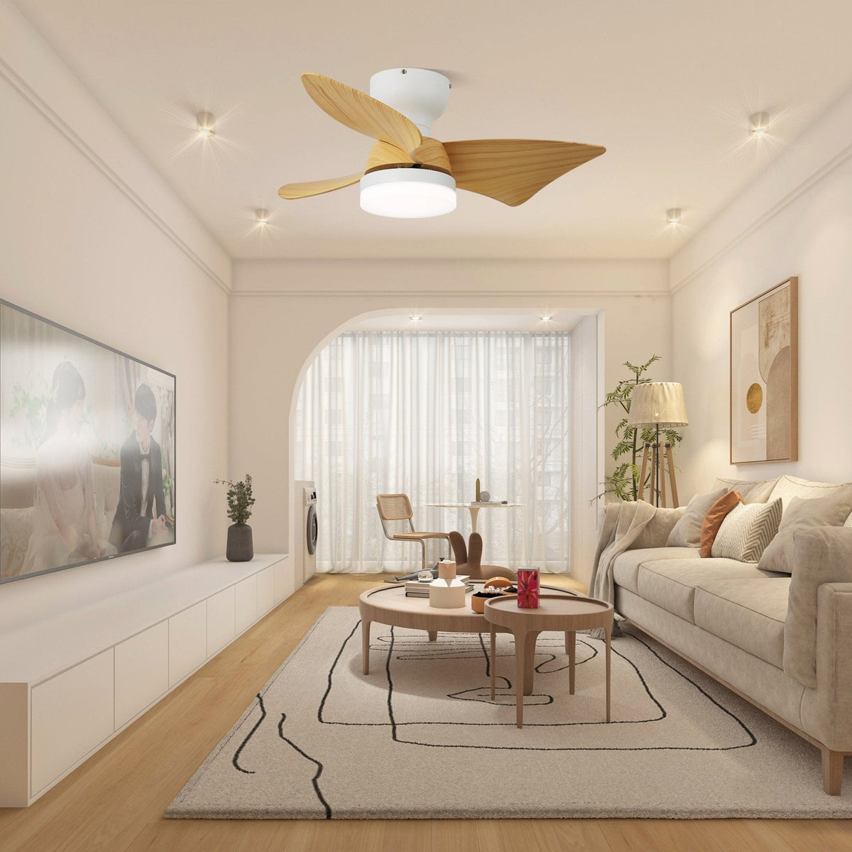 Plafonnier Ventilateur Mirella Bois & Nickel