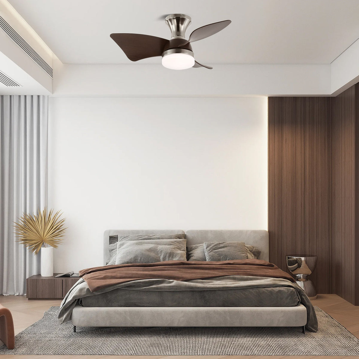 Plafonnier Ventilateur Mirella Bois & Nickel