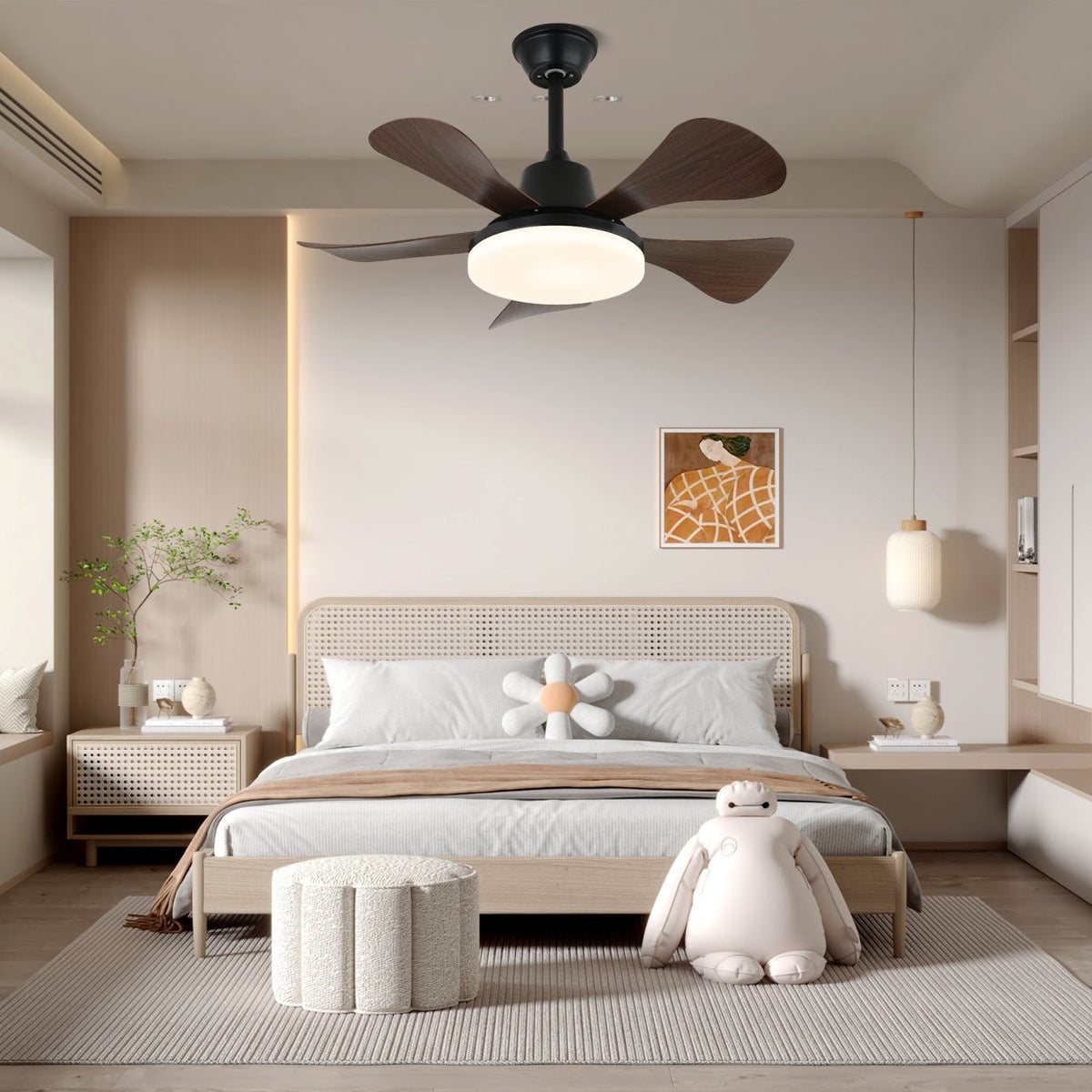 Plafonnier Ventilateur Aveline Noyer & Noir