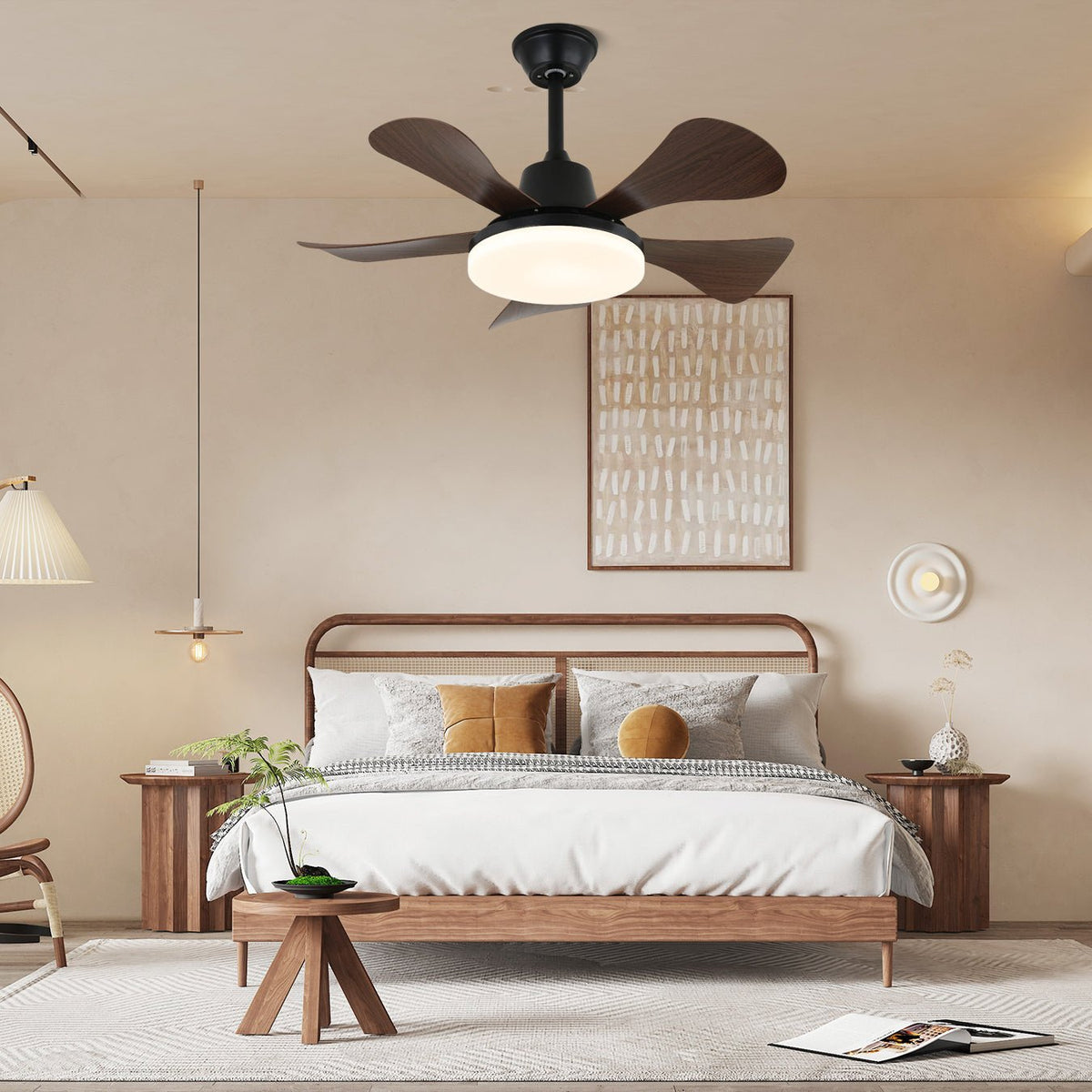Plafonnier Ventilateur Aveline Noyer & Noir