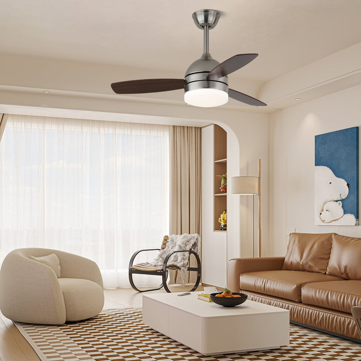 Plafonnier Ventilateur Caelan en Bois