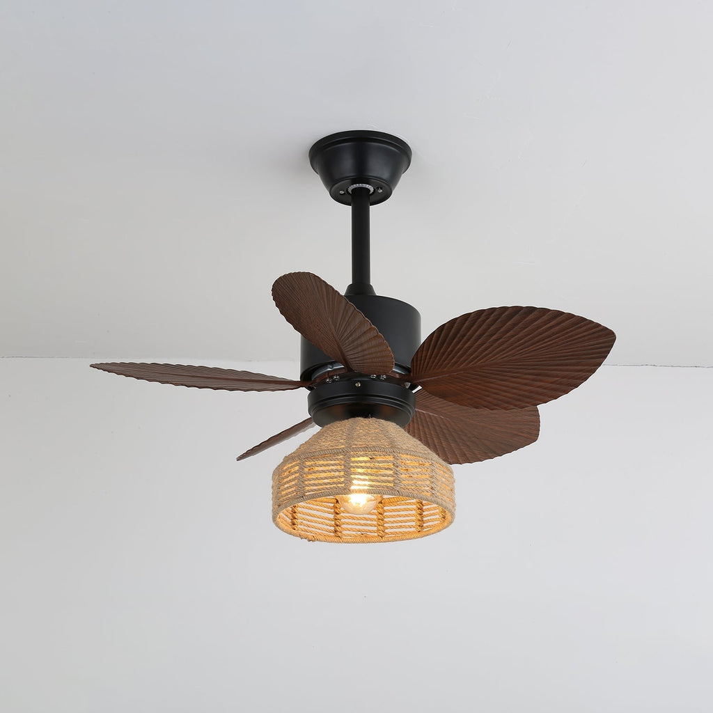 Plafonnier Ventilateur Rivora en Rotin