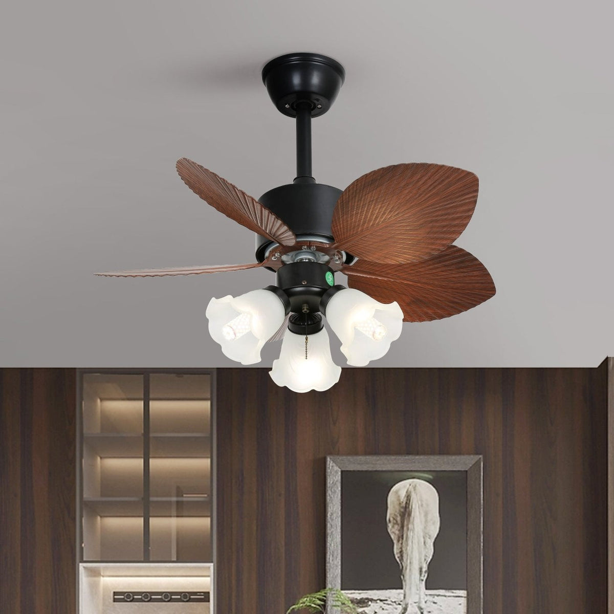 Plafonnier Ventilateur Florence Bois Vintage