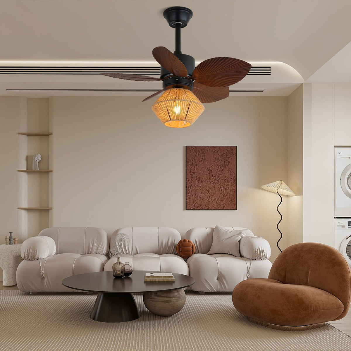 Plafonnier Ventilateur Solaya en Rotin