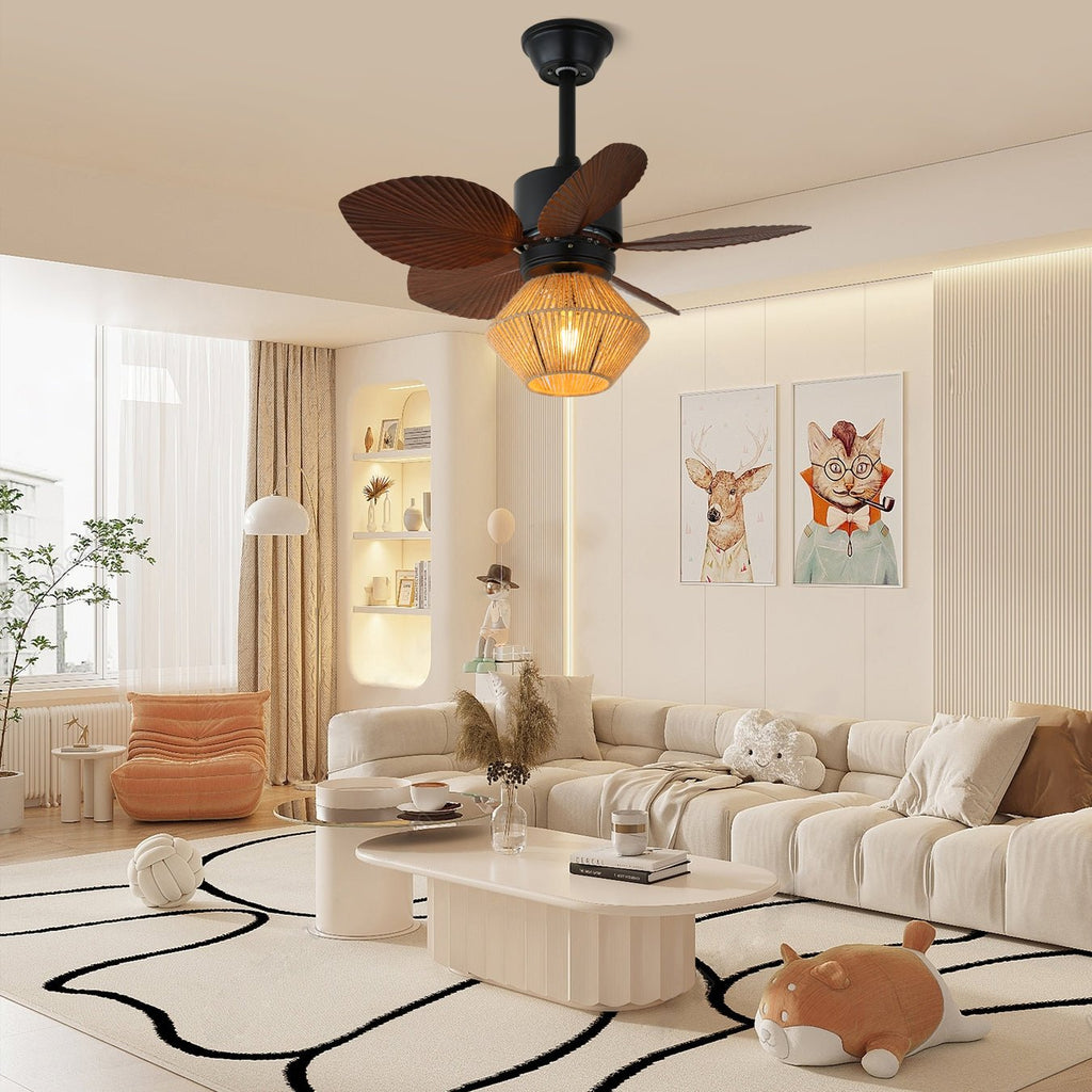 Plafonnier Ventilateur Solaya en Rotin