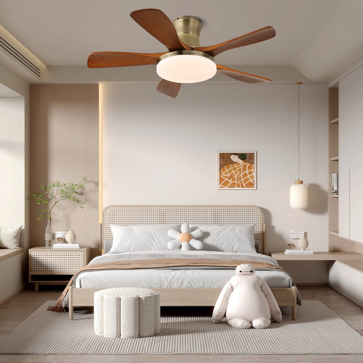 Plafonnier Ventilateur Brevo Laiton & Bois