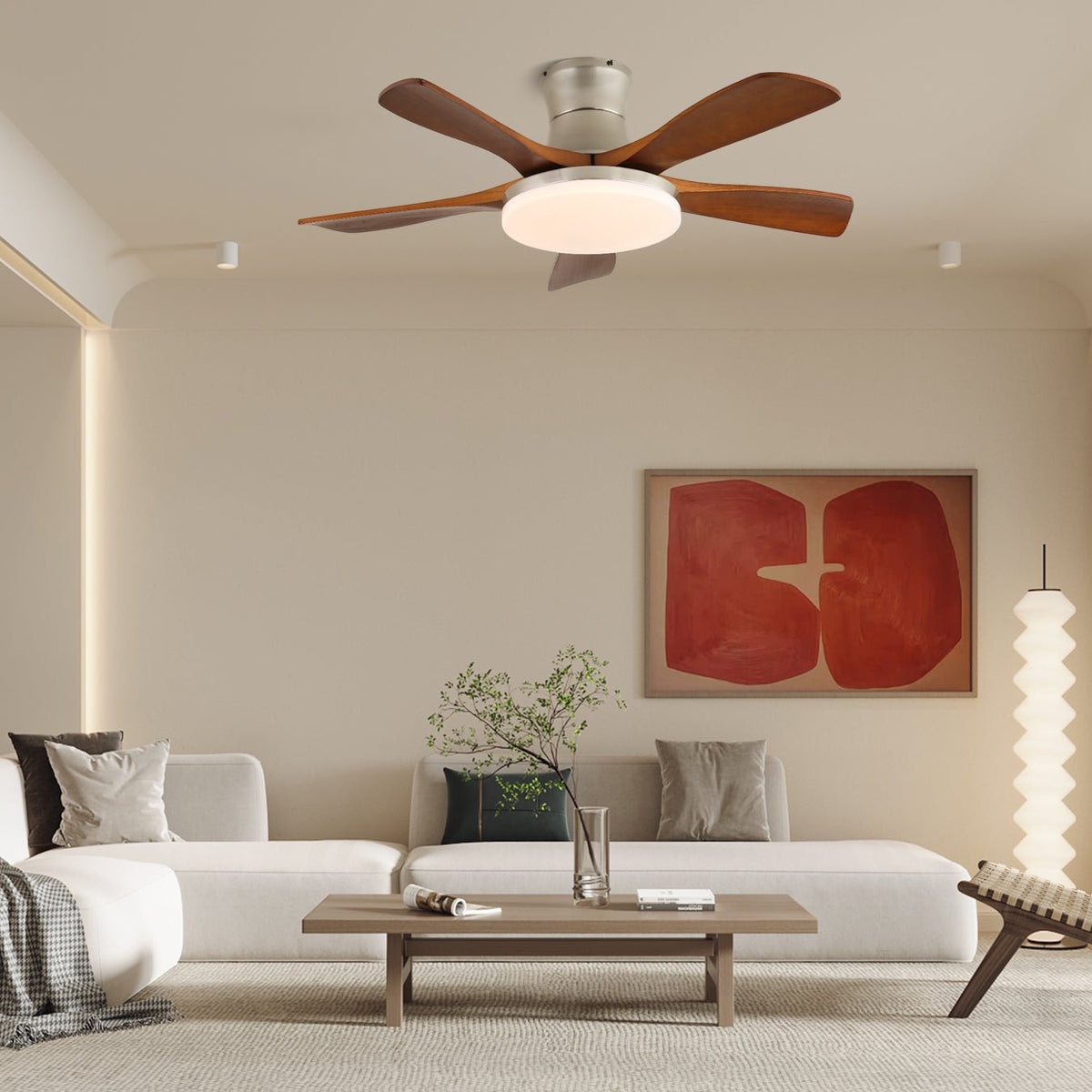 Plafonnier Ventilateur Brevo Laiton & Bois