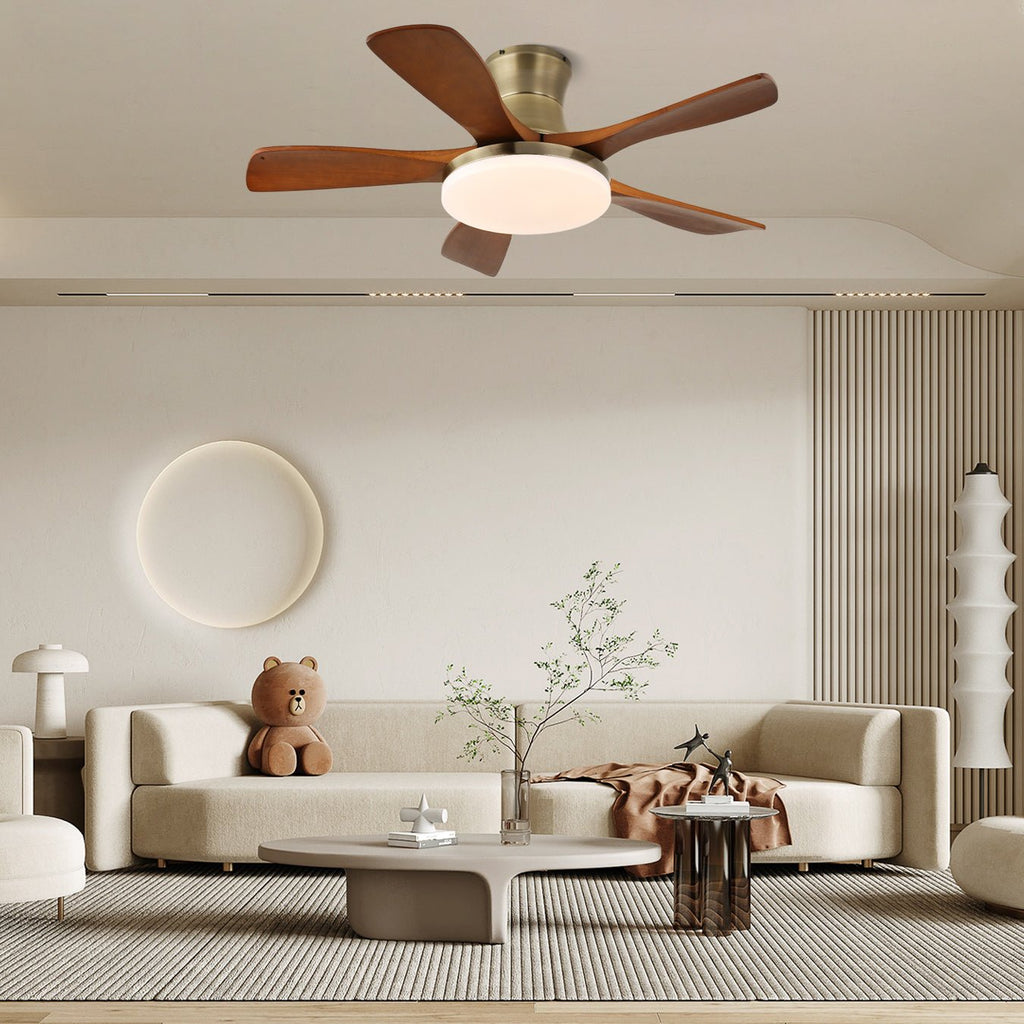 Plafonnier Ventilateur Brevo Laiton & Bois