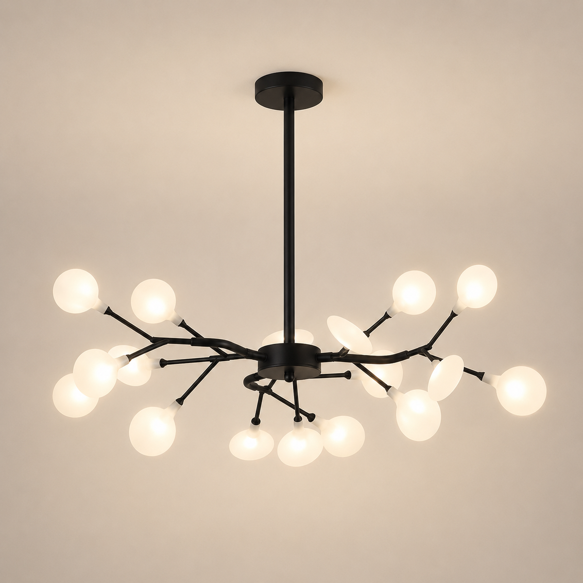Lustre Branche Dorée Verre Opalin