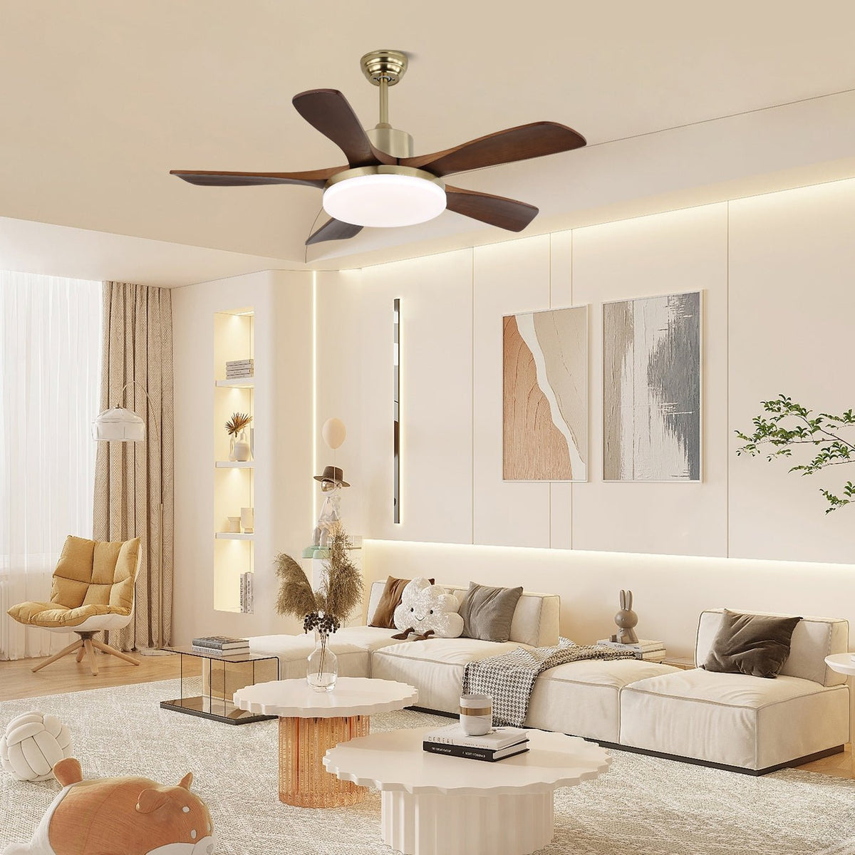 Plafonnier Ventilateur Aurelia Laiton & Bois