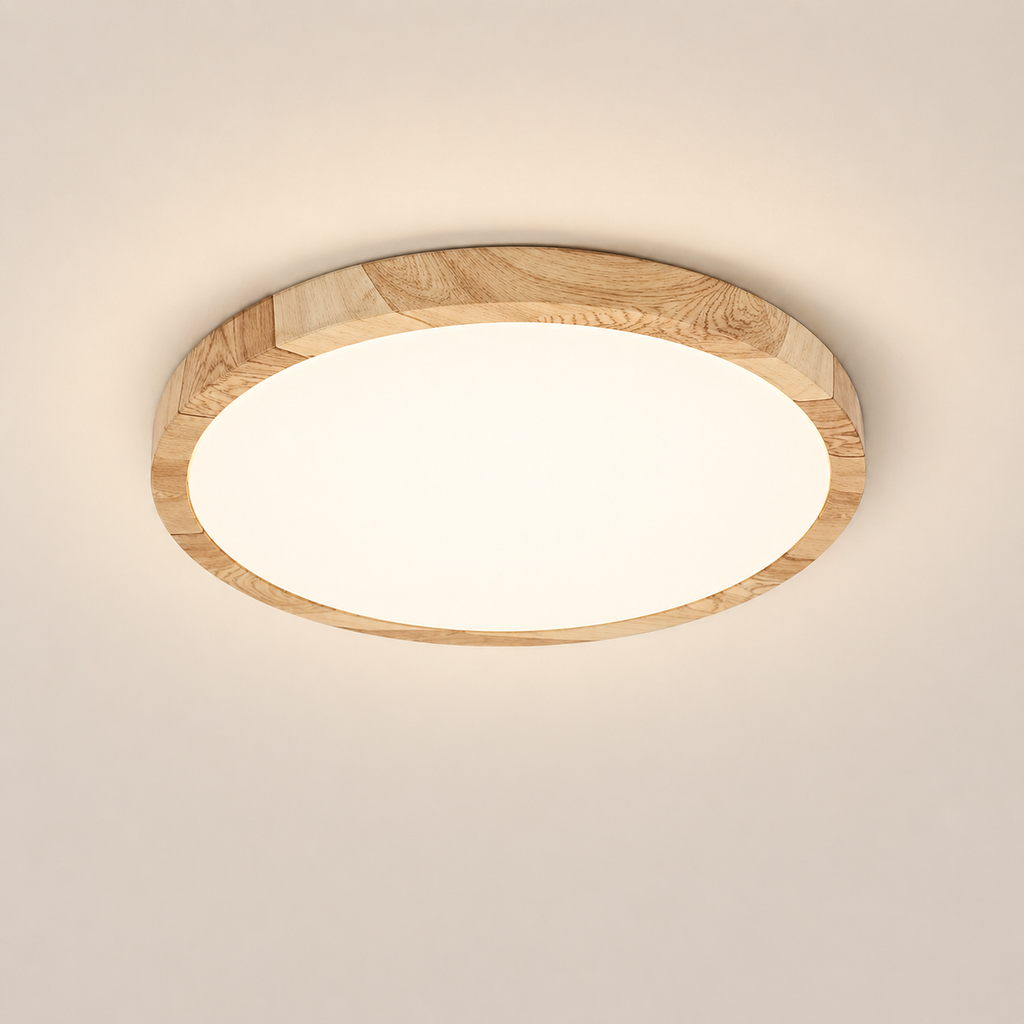 Plafonnier LED Rond Bois