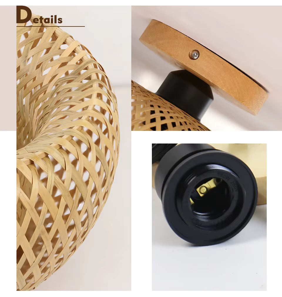 Plafonnier Boule Tissé en Rotin