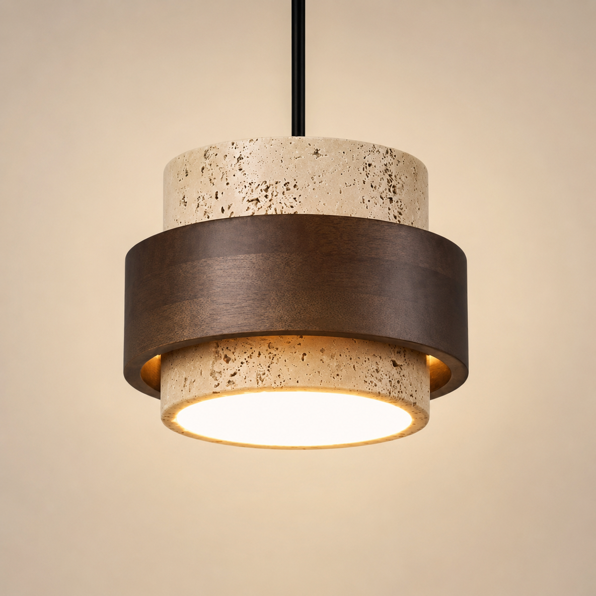 Suspension Design Bois Noyer & Effet Travertin