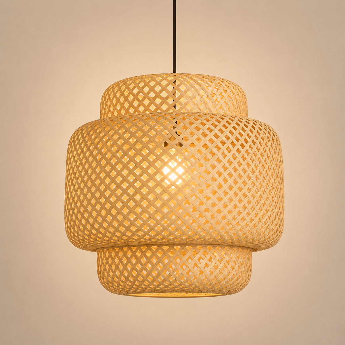 Suspension Bambou Tressé Artisanale