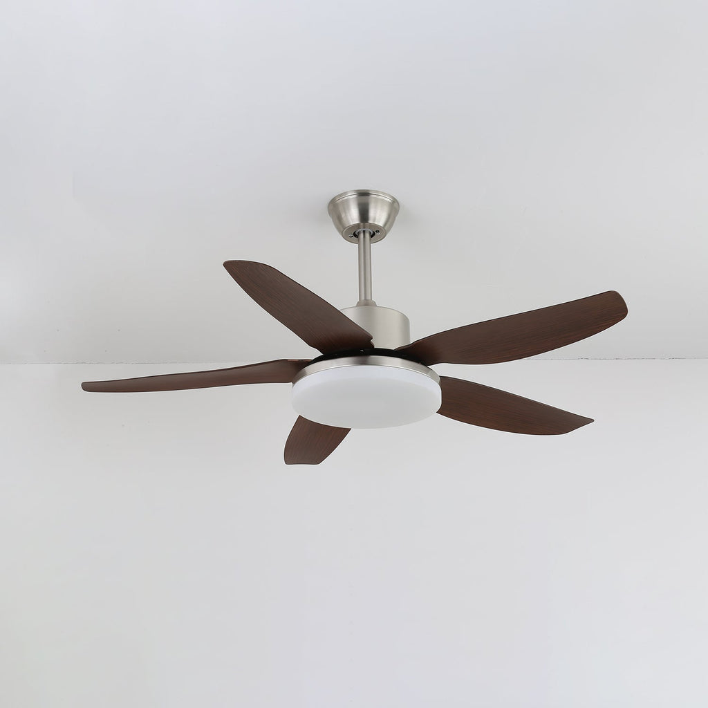 Plafonnier Ventilateur Noyer & Nickel 122 cm