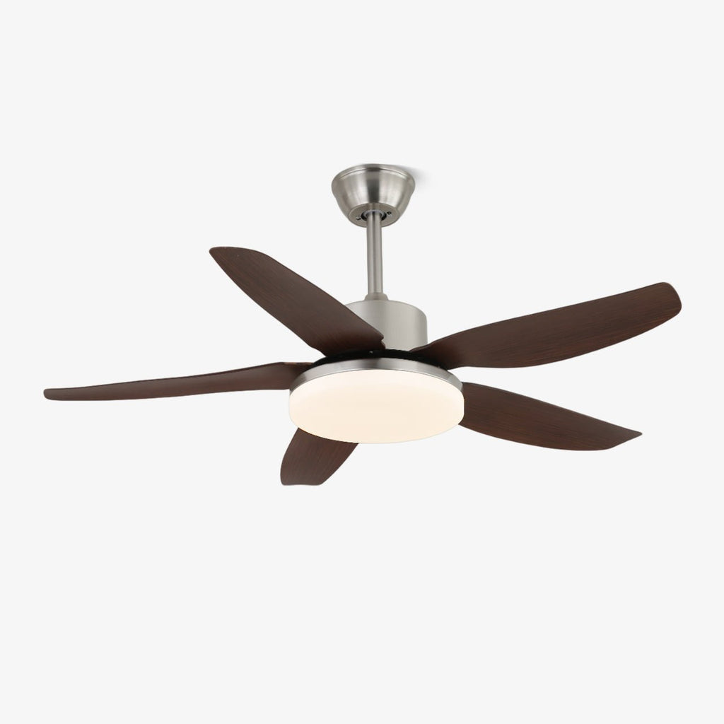 Plafonnier Ventilateur Noyer & Nickel 122 cm