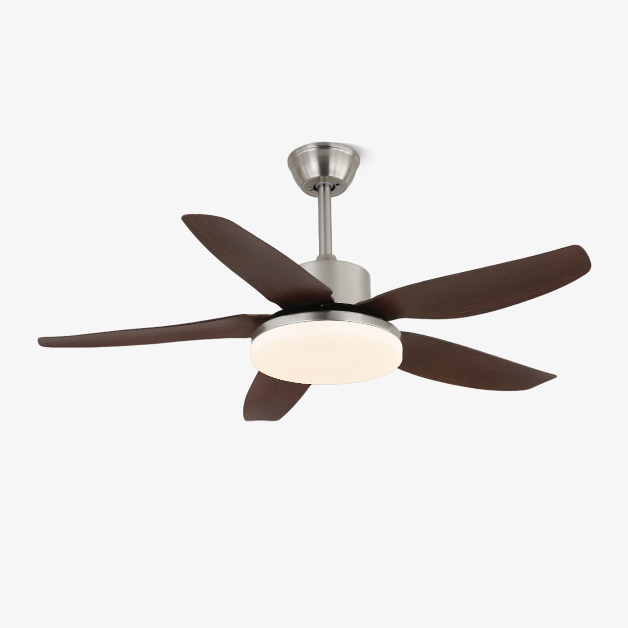 Plafonnier Ventilateur Noyer & Nickel 122 cm