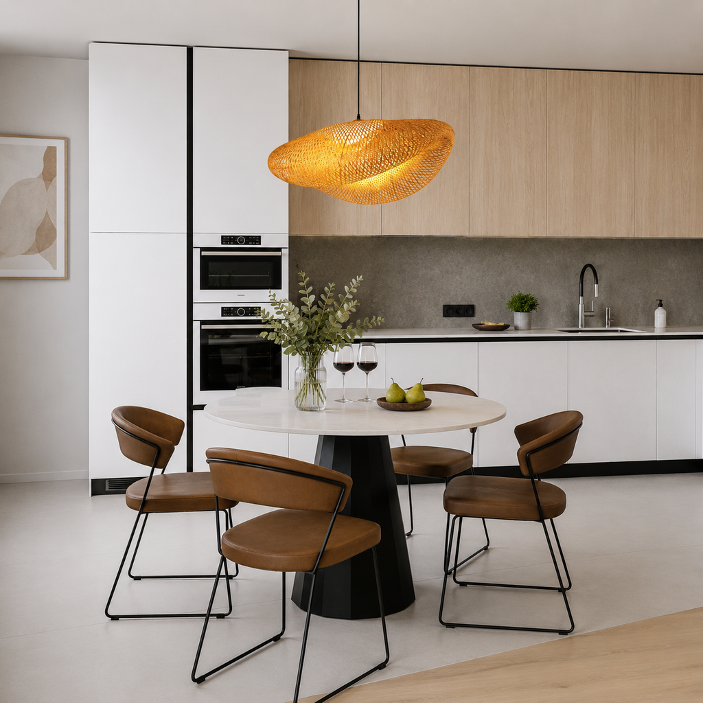 Suspension Rotin Ovale Asymétrique