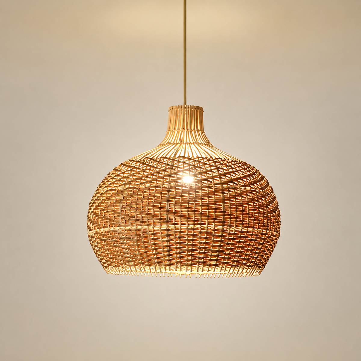 Suspension Rotin Vintage Rétro