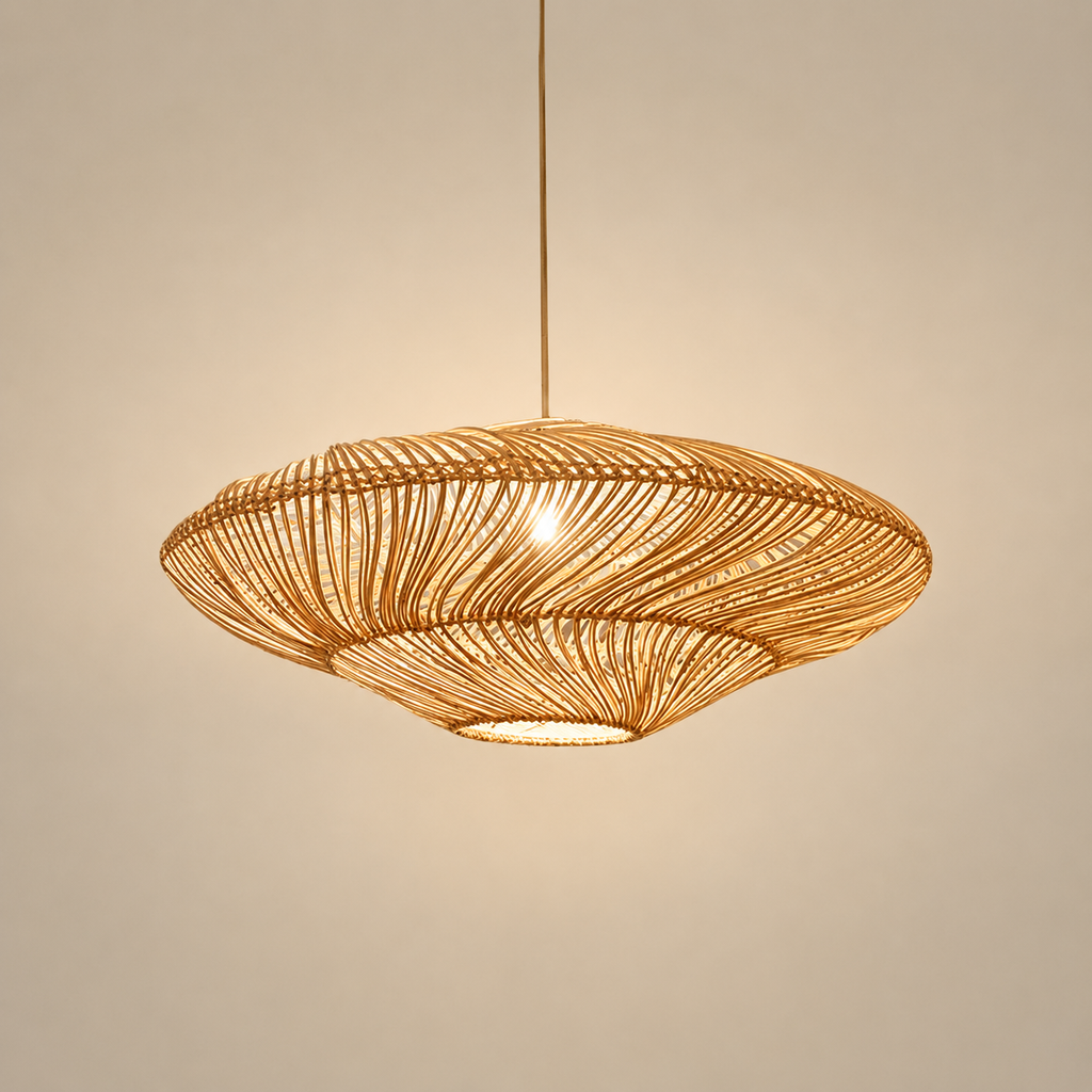 Suspension en Rotin Coquillage Design Japandi