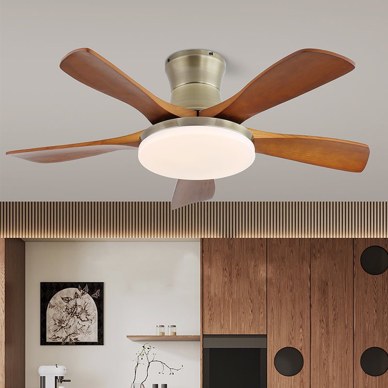 Plafonnier Ventilateur Elara Laiton & Bois