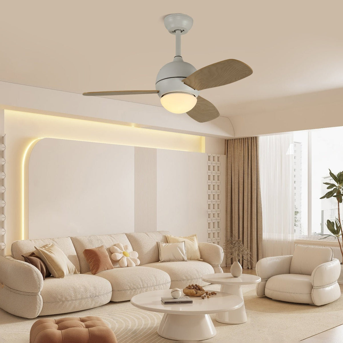 Plafonnier Ventilateur Vevo Bois & Blanc