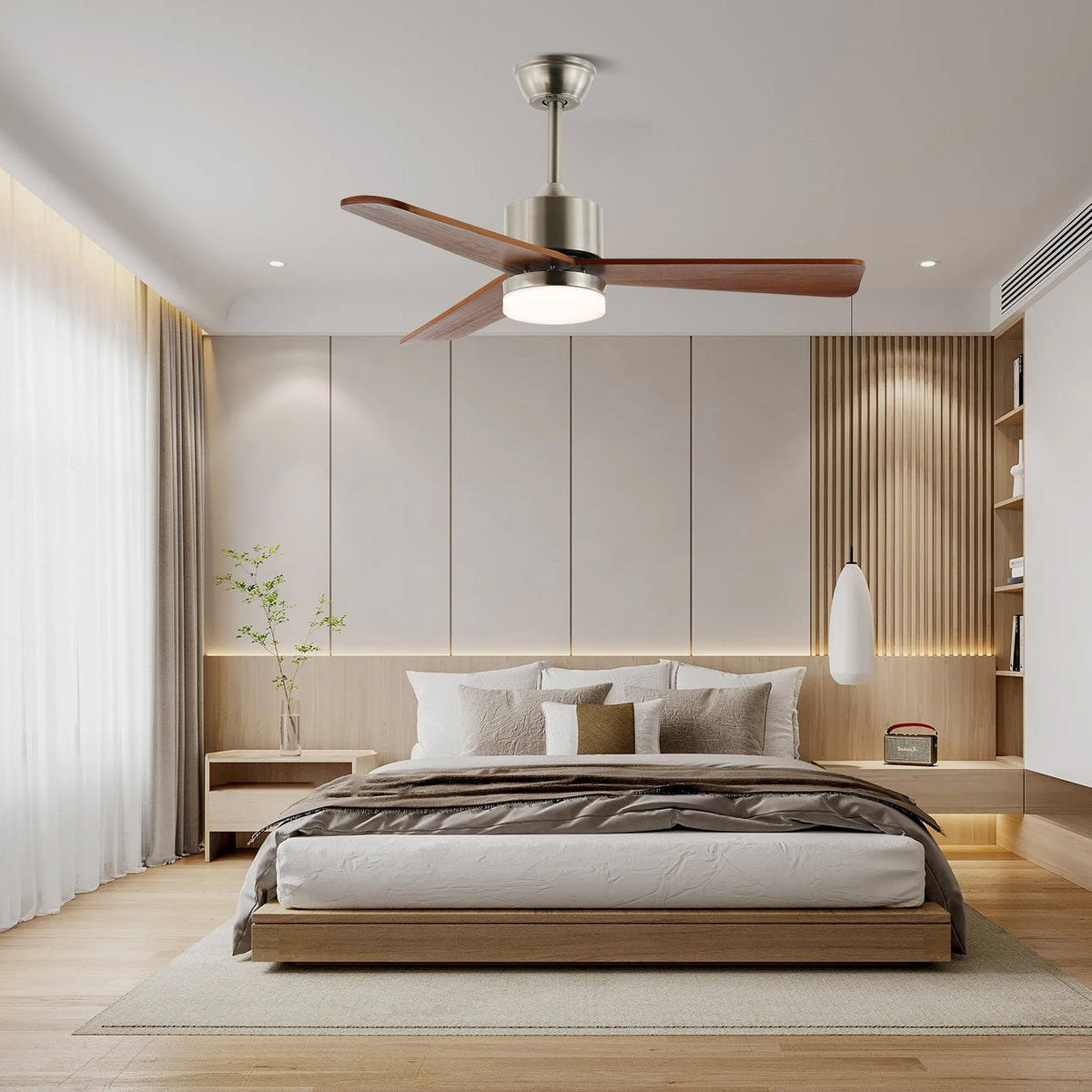Plafonnier Ventilateur Ventio Bois & Nickel