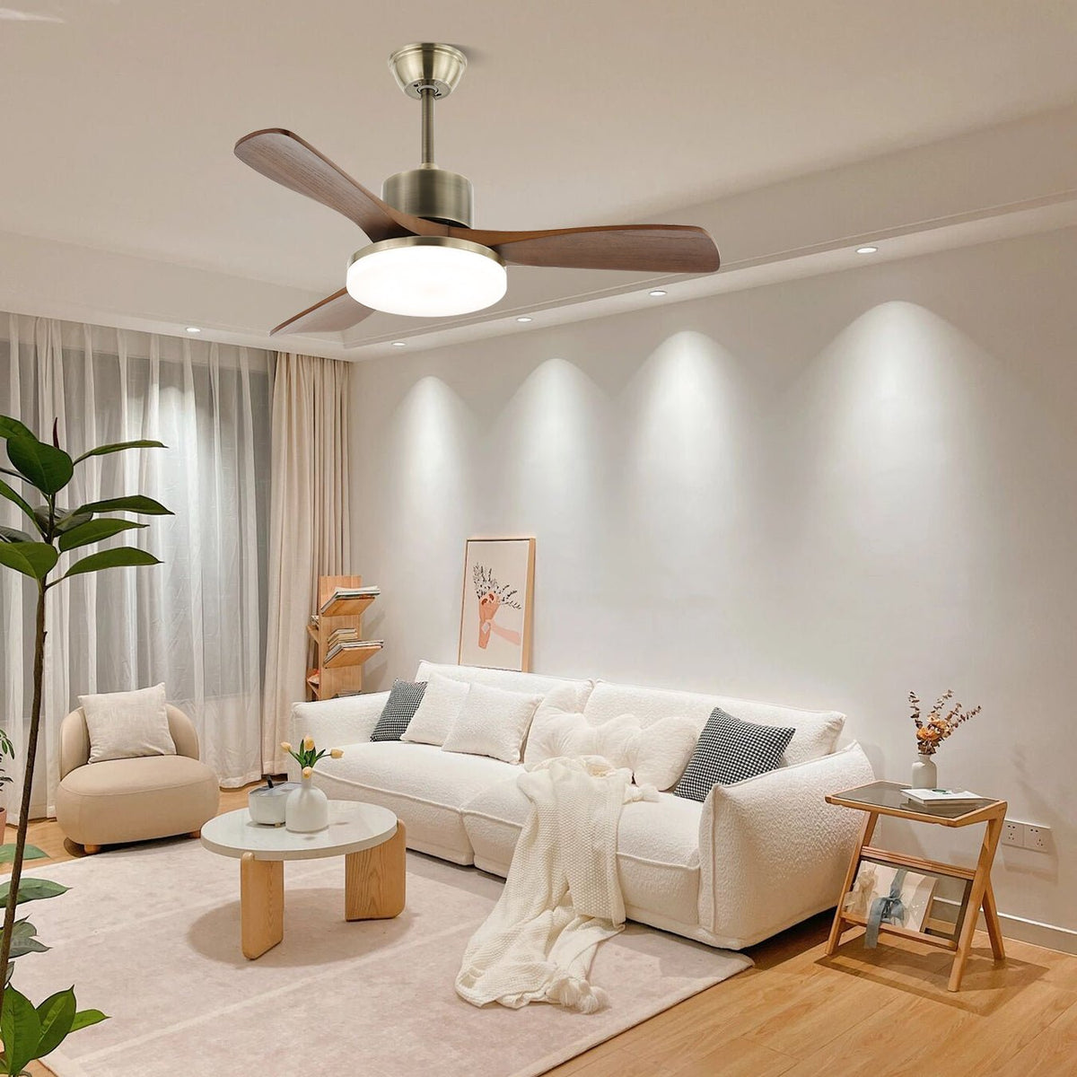 Plafonnier Ventilateur Ventio Bois & Nickel
