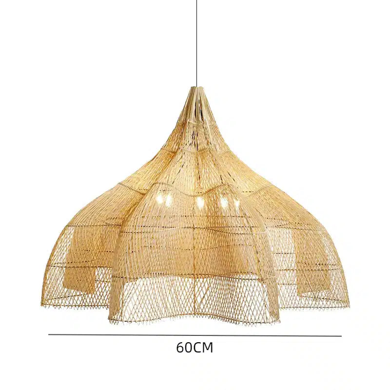 Suspension Fleur Orientale en Rotin Tressé