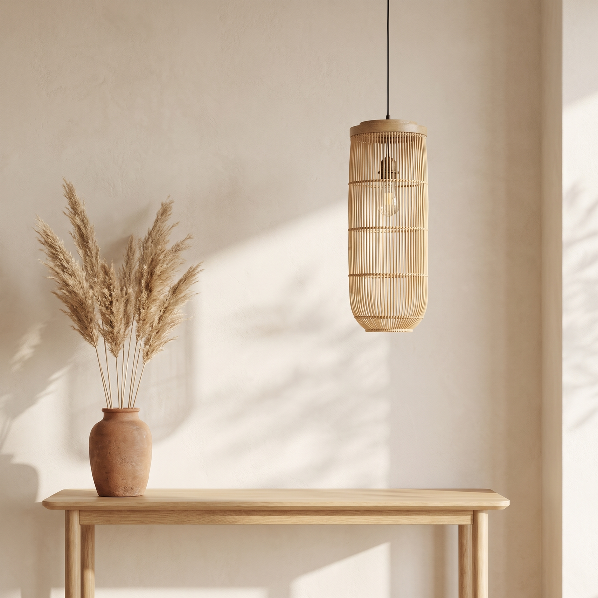 Suspension Lanterne Verticale Rotin