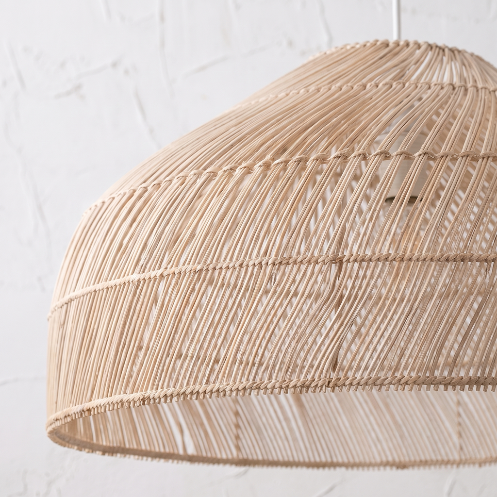 Suspension Dôme Évasé Rotin Beige
