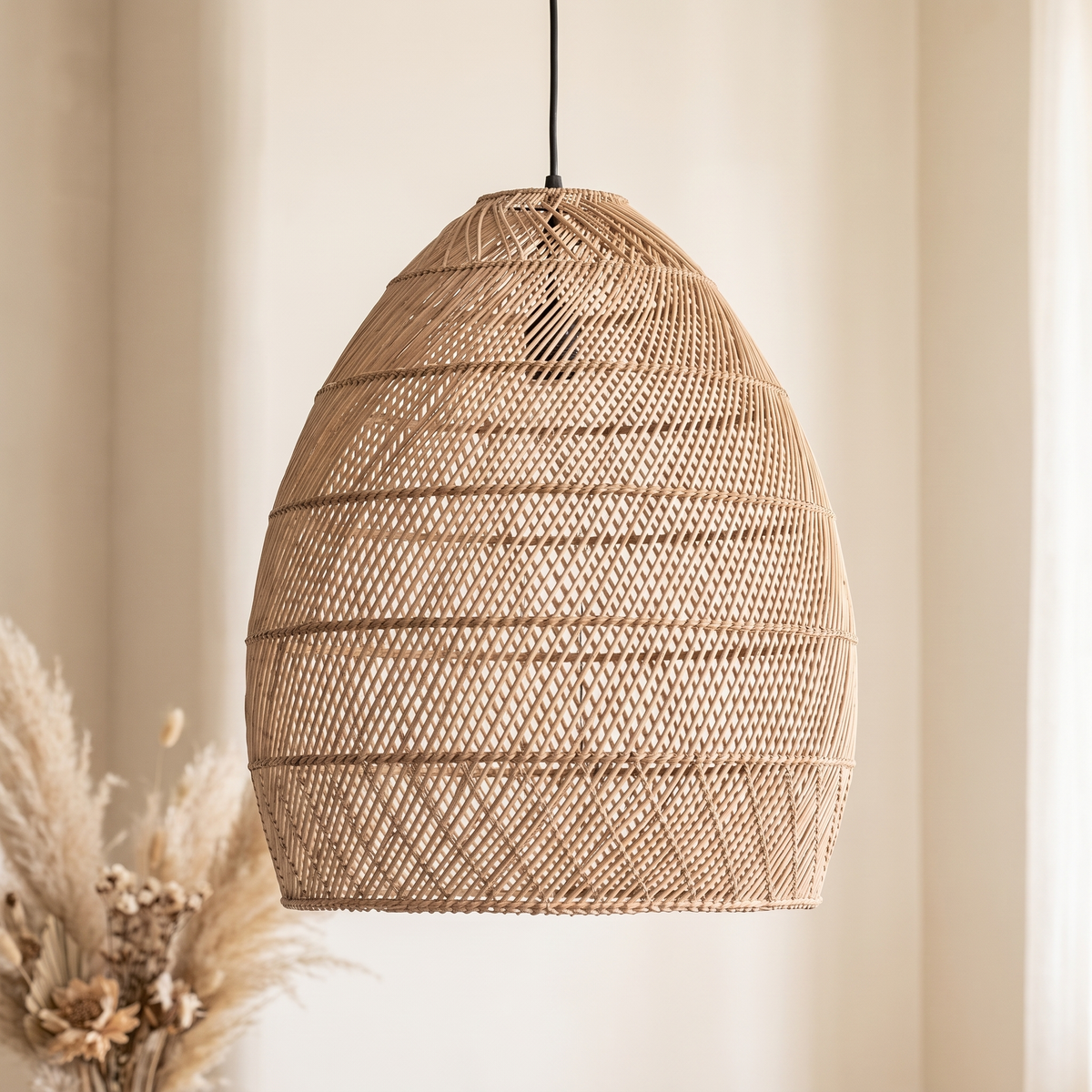 Suspension Tressé Cloche Rotin