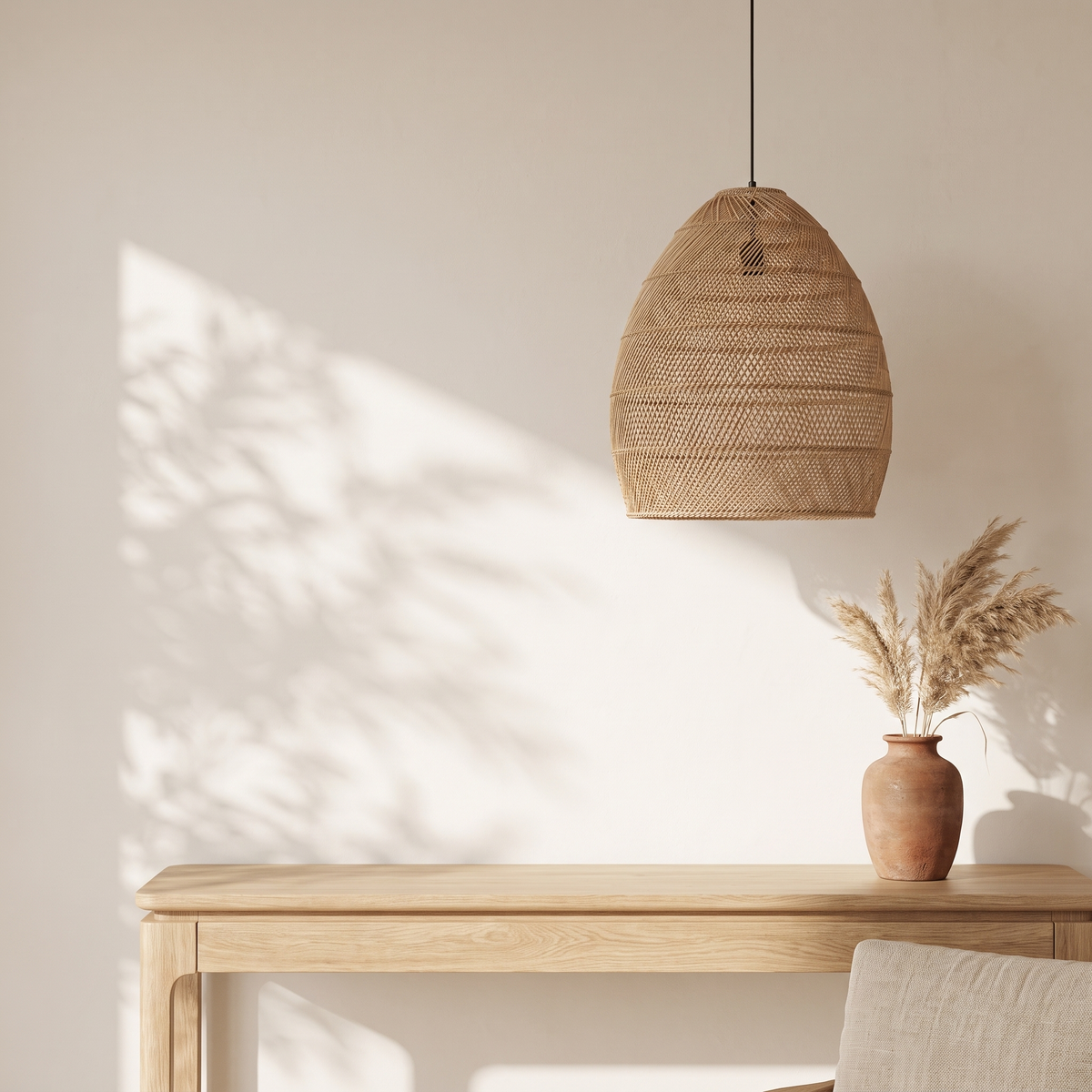 Suspension Tressé Cloche Rotin