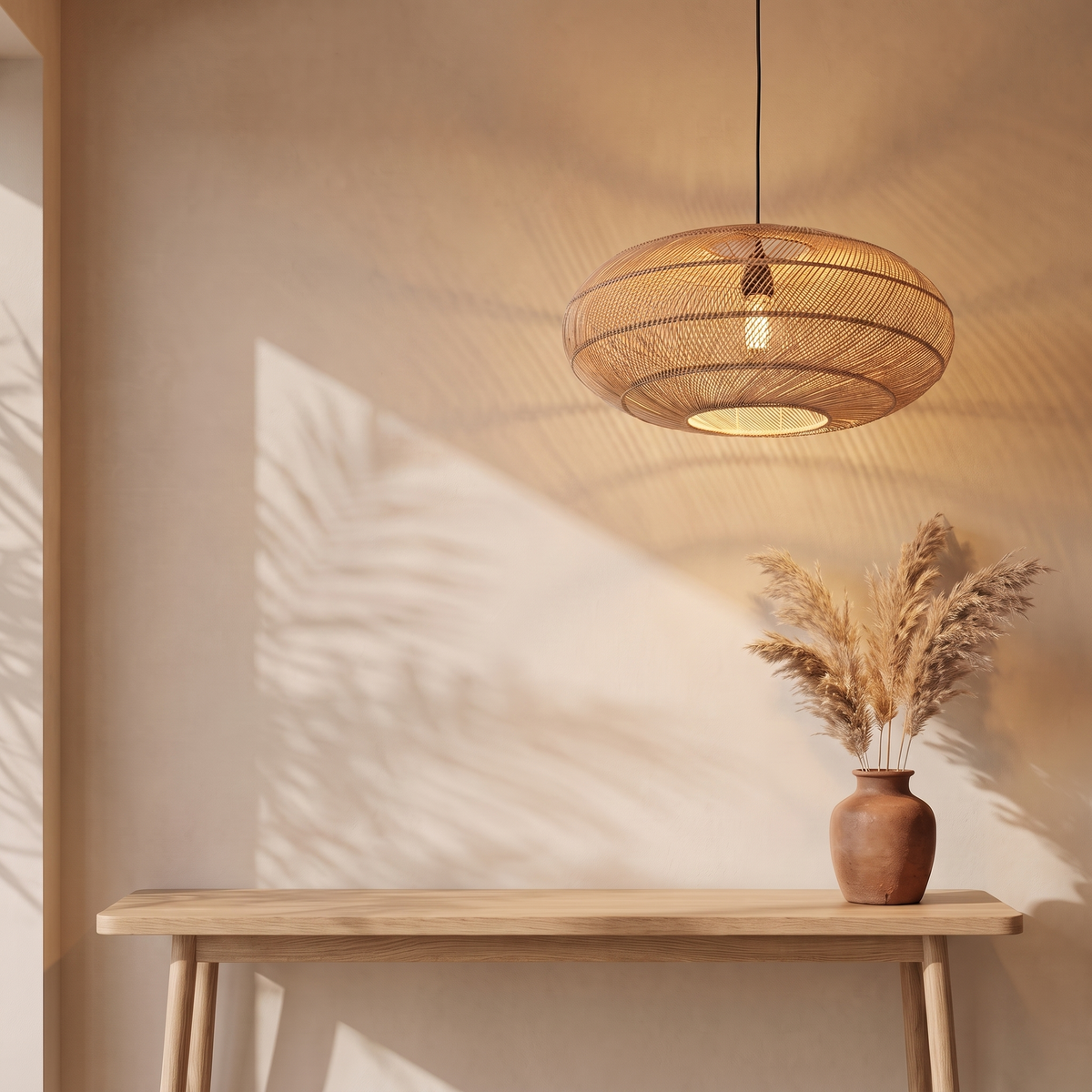 Suspension Soucoupe Rotin
