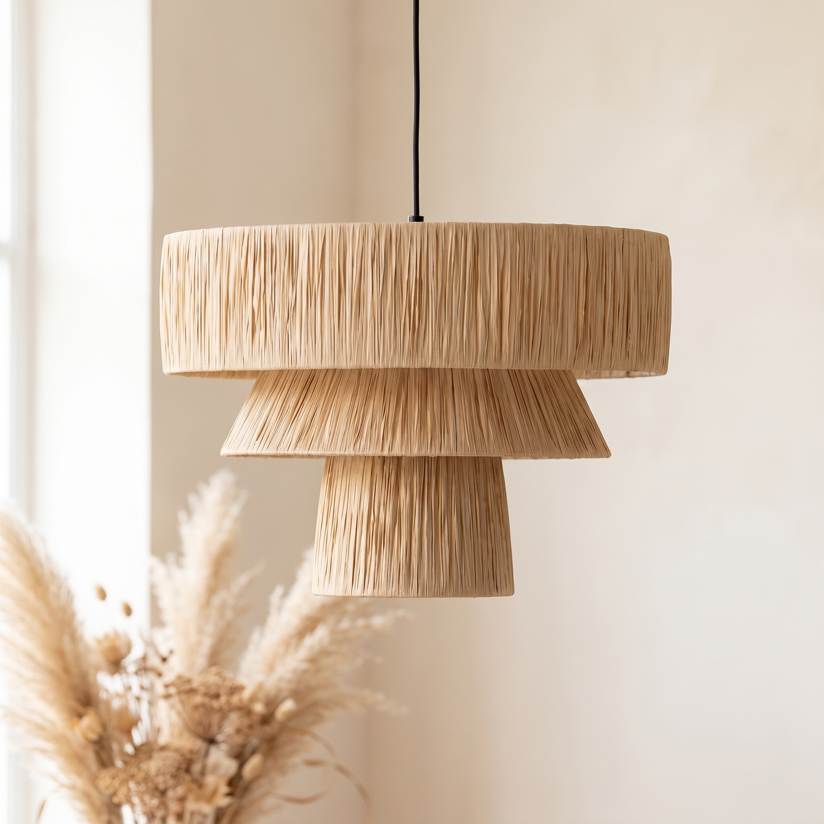 Grande Suspension Champignon Architecturale Rotin
