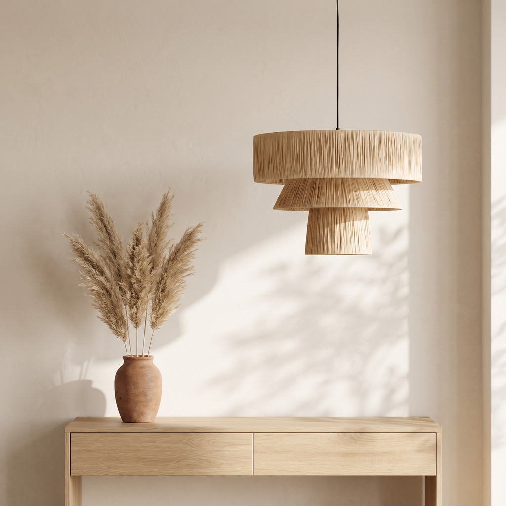 Grande Suspension Champignon Architecturale Rotin