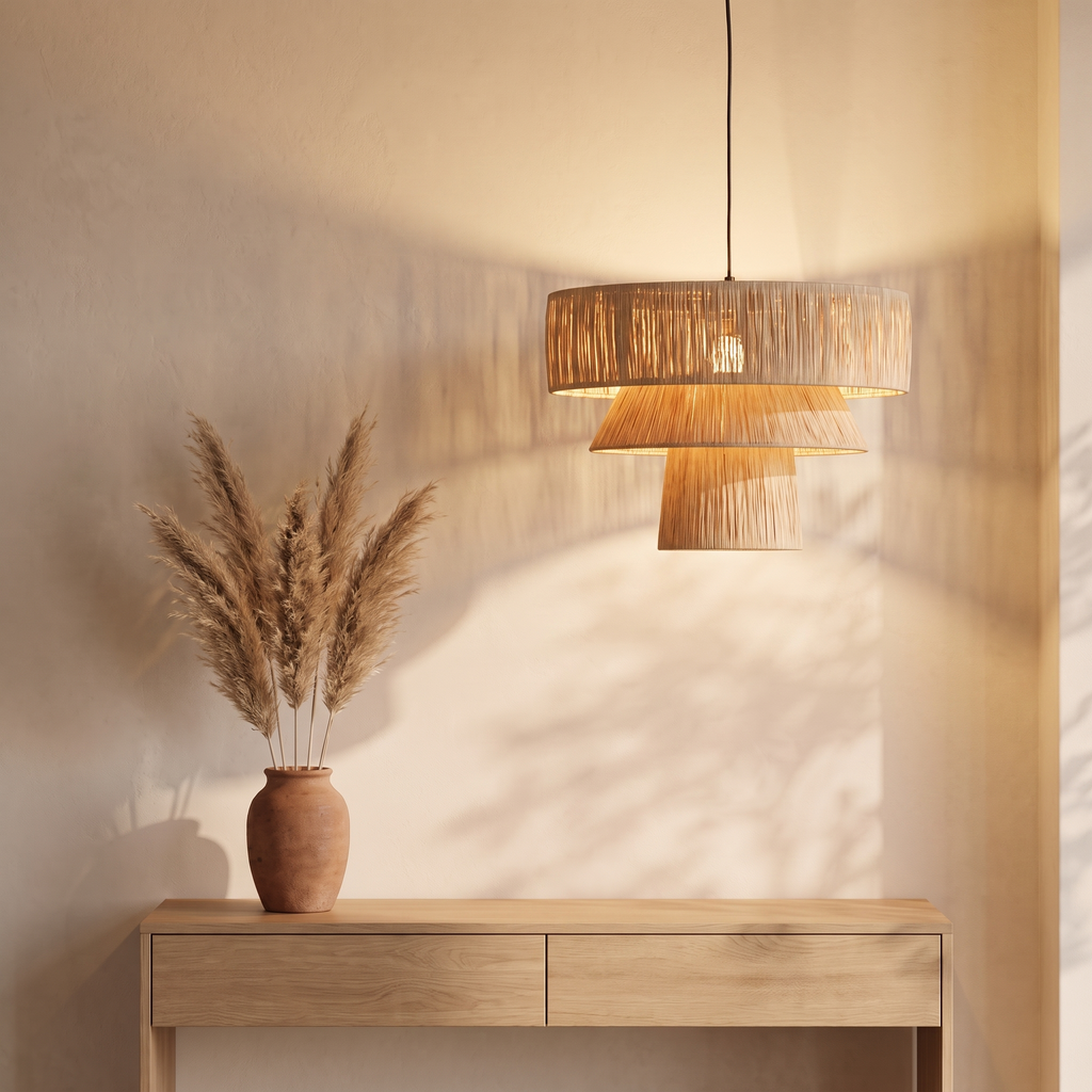 Grande Suspension Champignon Architecturale Rotin
