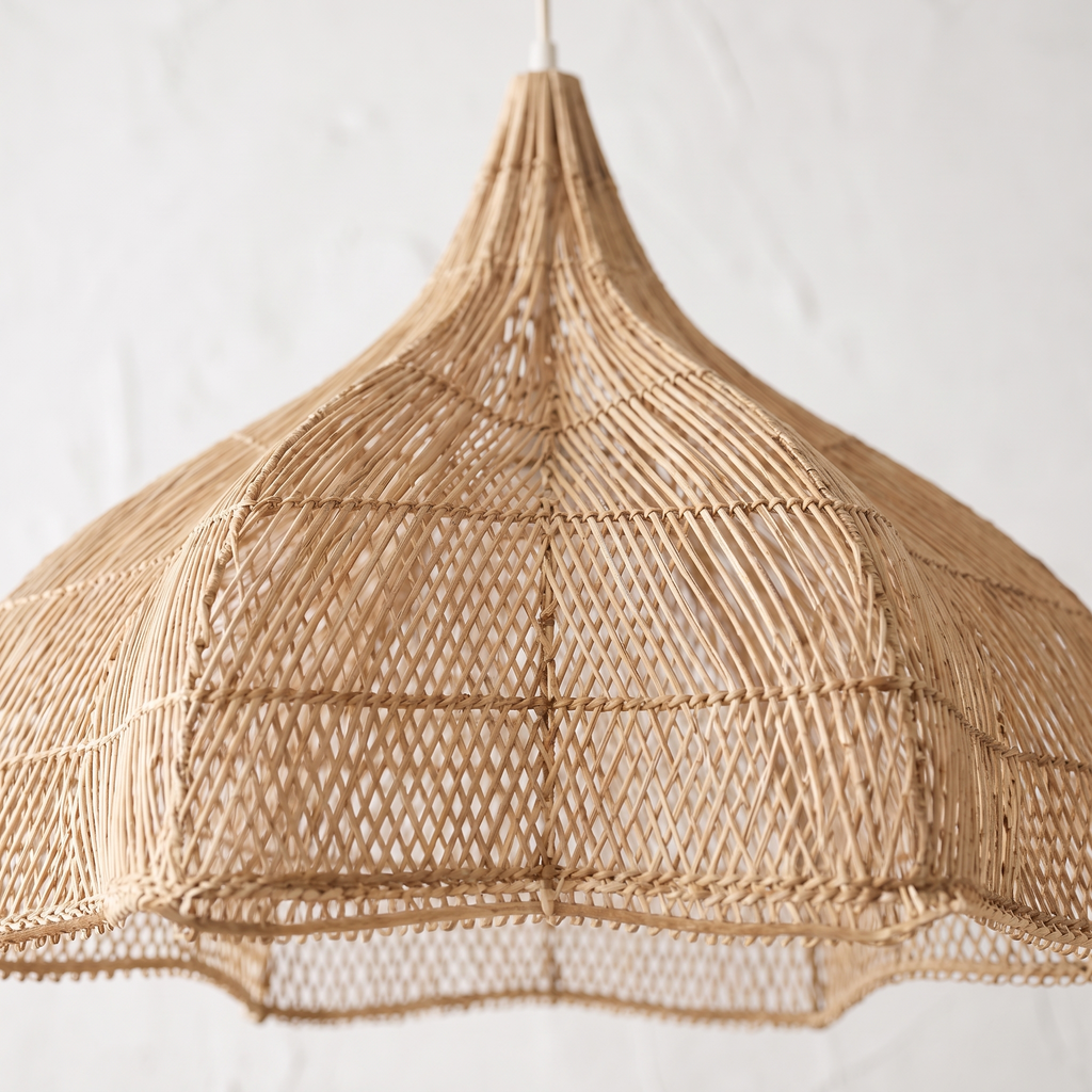 Suspension Tulipe Rotin Beige