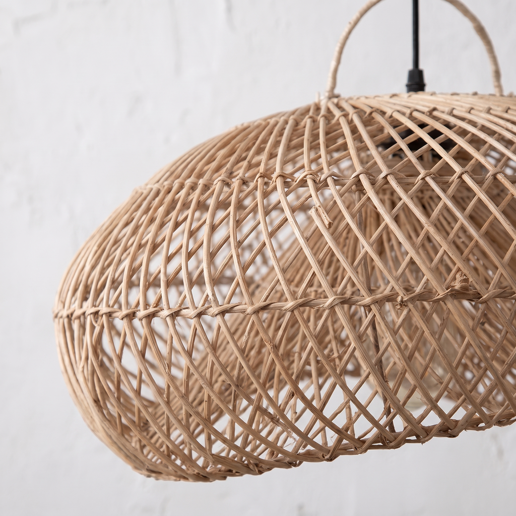 Suspension Organique Design Rotin Doré