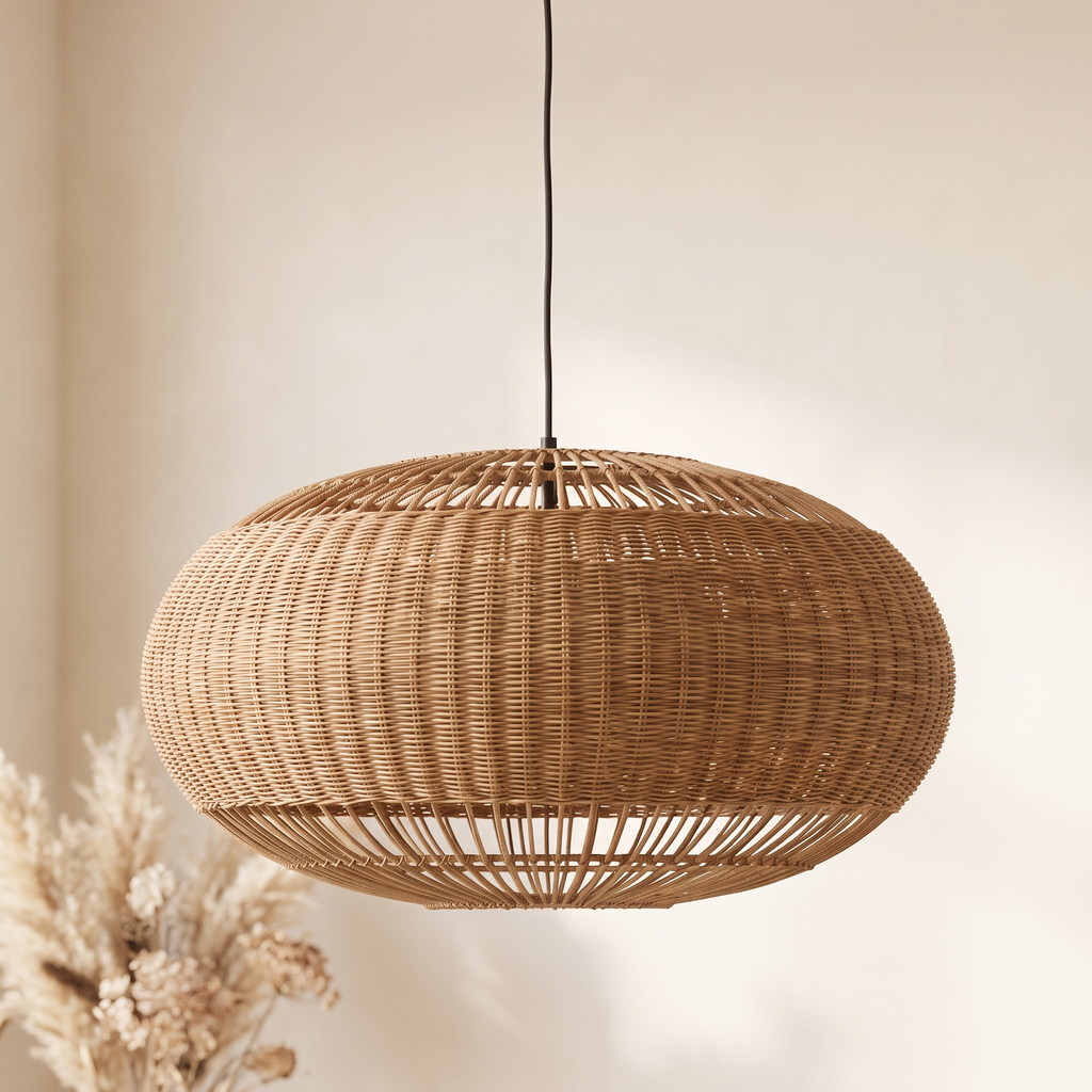 Suspension Tambour Rotin Marron