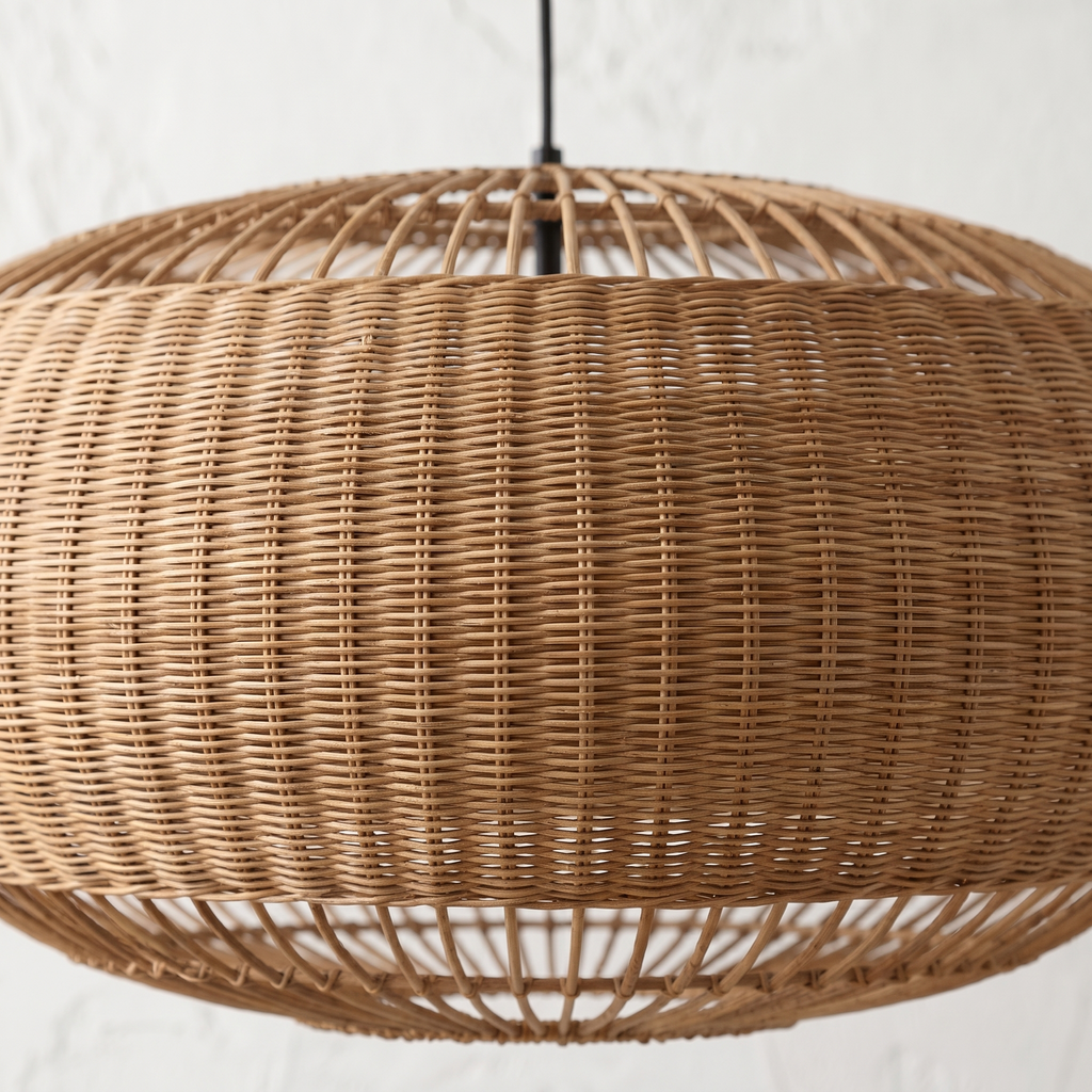 Suspension Tambour Rotin Marron