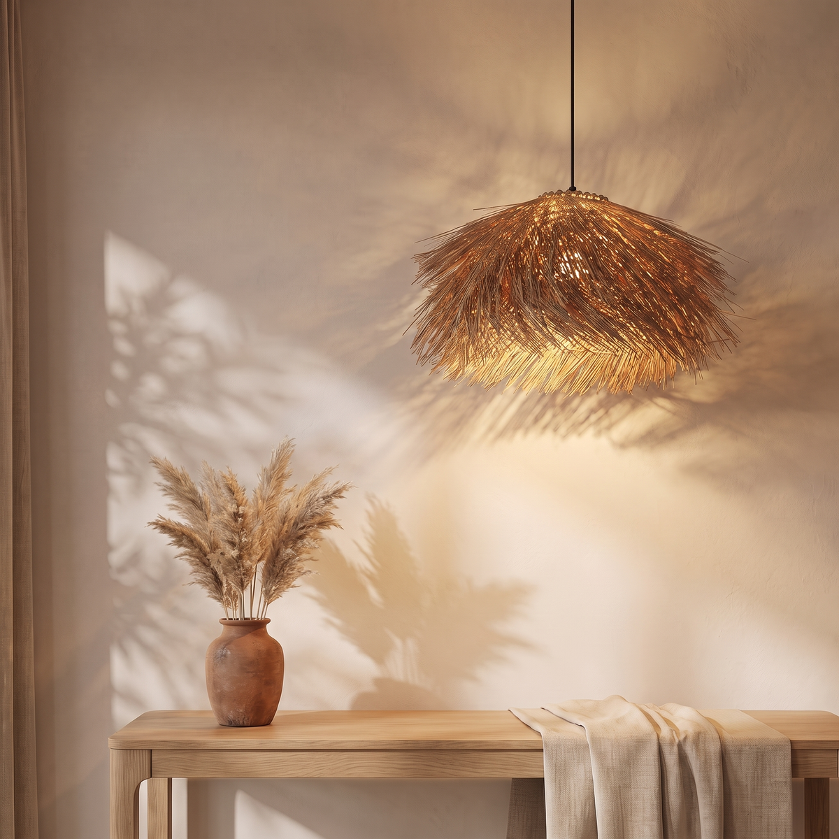 Suspension Paille Rotin
