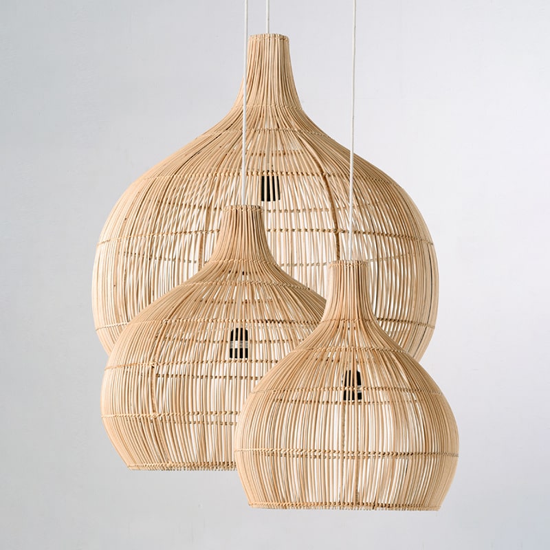 Suspension Rotin Style Chinois Tissée Main