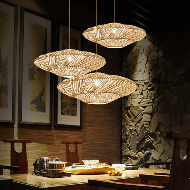 Suspension en Rotin Coquillage Design Japandi