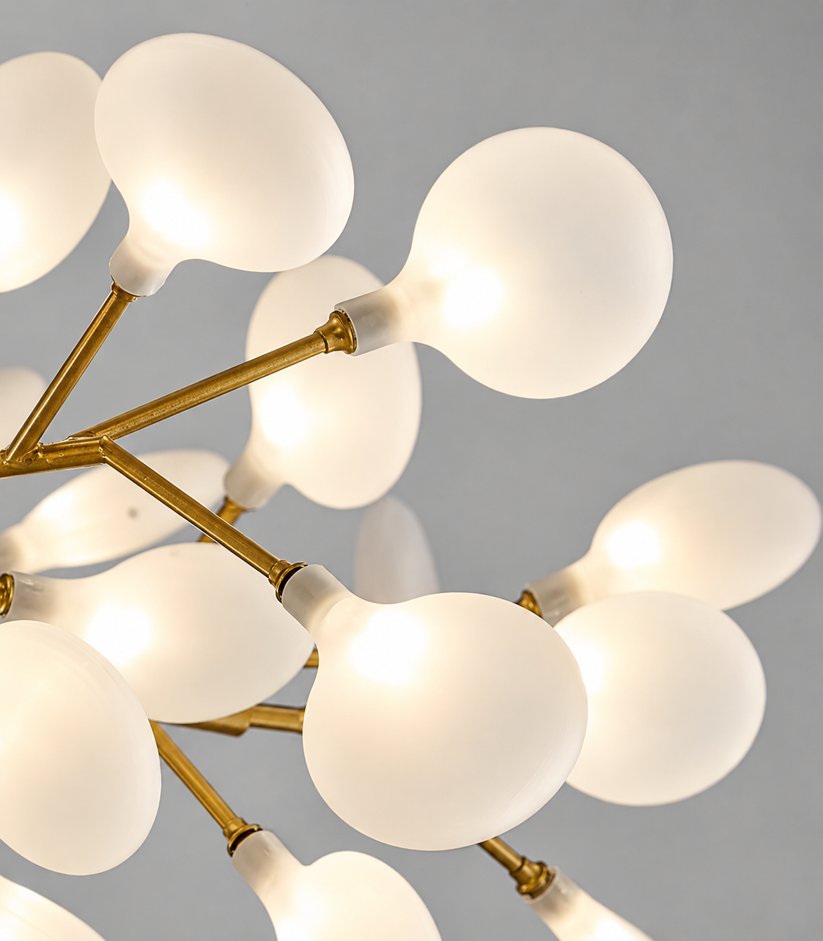 Lustre Branche Dorée Verre Opalin